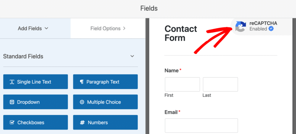 Insignia reCAPTCHA en formulario de contacto simple
