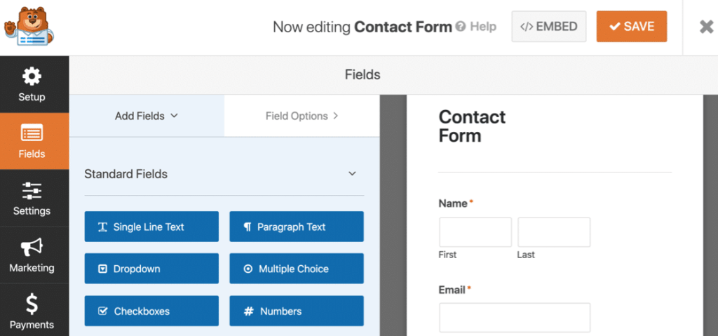 Formulario de contacto simple de WPForms