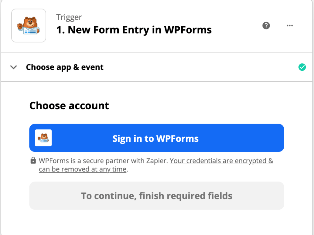 通過Zapier 登錄WPForms