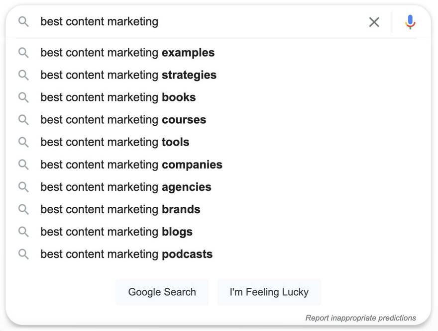 谷歌自動填充best content marketing