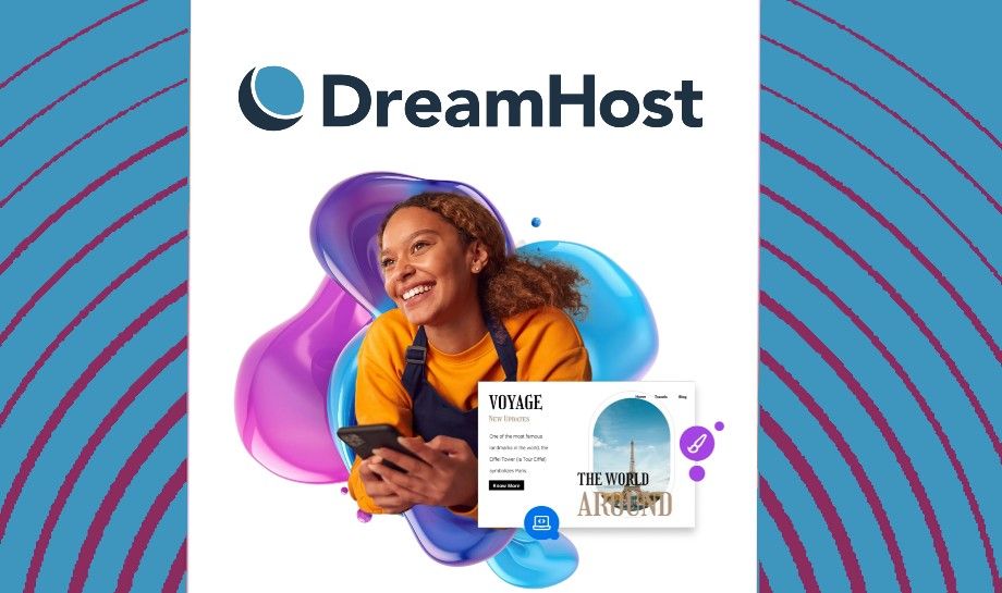 雷达背景上的 Dreamhost 标志和图像