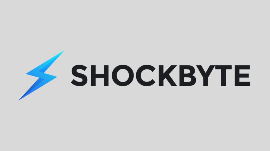 灰色背景上的Shockbyte标志